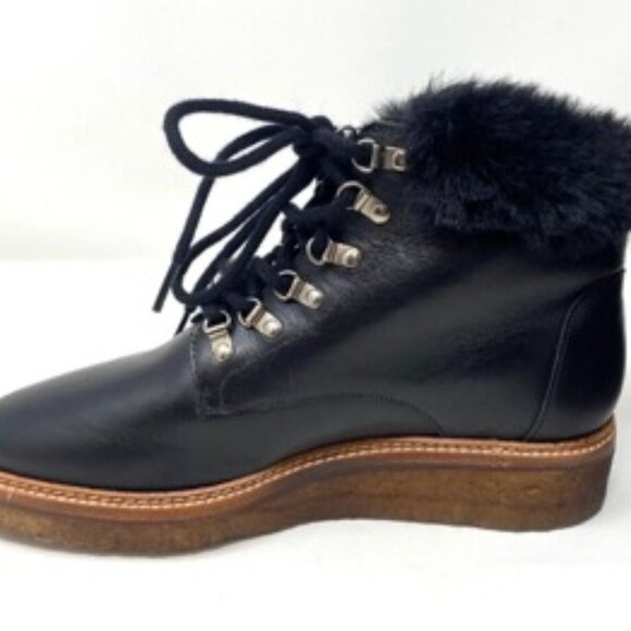 Botkier Winter Faux Fur Trim Gum Sole Women's Boot Black Leather Size 7.5 - Picture 4 of 6
